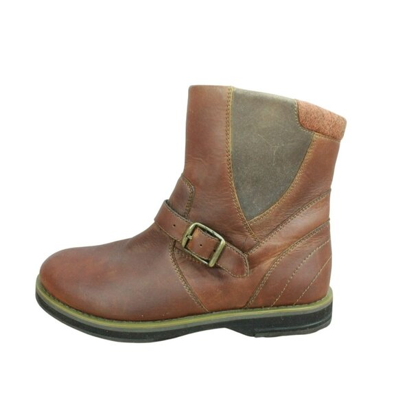 LL Bean Park Ridge Brown Leather Side Zip Buckle Ankle Casual Boots Size 7 M - Picture 1 of 9